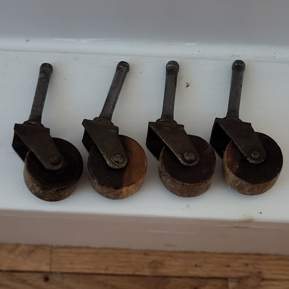 Vintage Wooden and Metal Furniture Casters Set Of Four